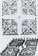 Salomon de Caus Plan and bird-s-eye view of the parterre de broderie at Heidelberg oil painting artist